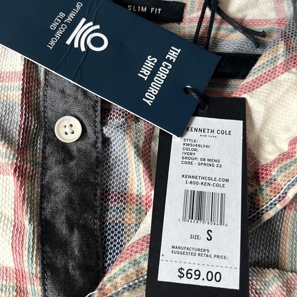 NWT KENNETH COLE NEW YORK MEN’S SLIM FIT LIGHT WEIGHT CORDUROY SHIRT, size S - Picture 4 of 7